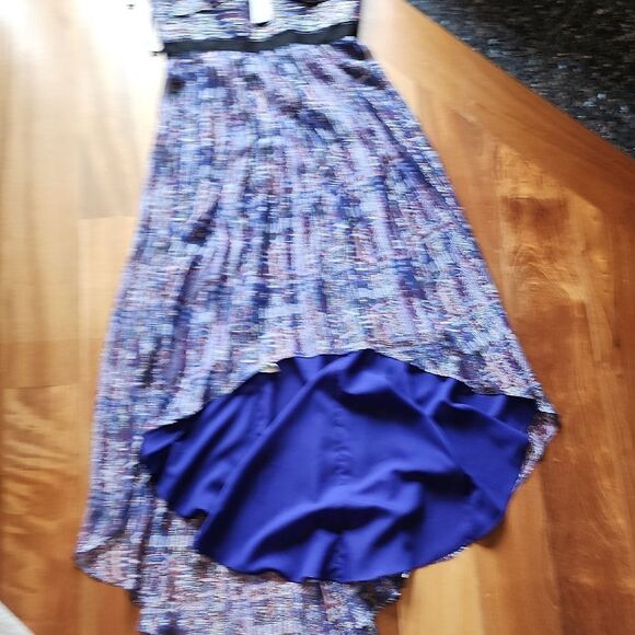 BCBGMAXAZRIA Blue and Purple Halter Dress - Women's Size 8 - Picture 7 of 8